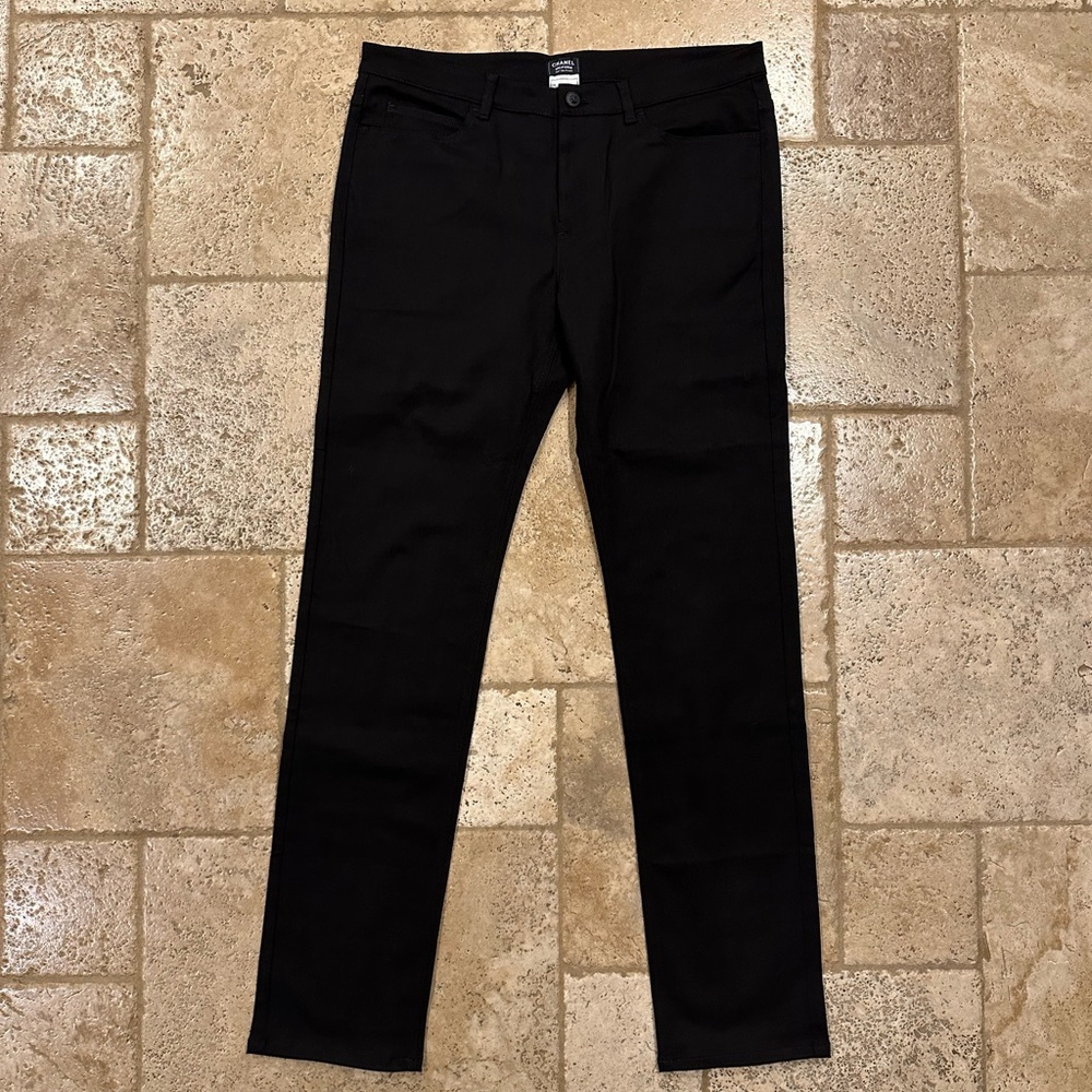 Chanel Black Stretch Denim Uniform Jean Pants FR 44